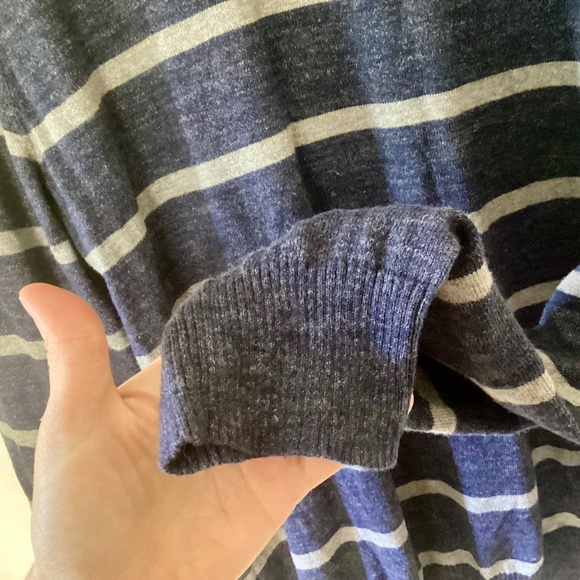 Oleg Cassini Men Sweater M Blue Gray Striped Cashmere Blend Lightweight Pullover - Picture 10 of 14